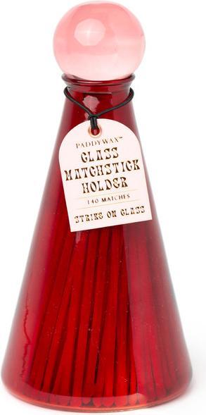 Produktbild Paddywax Glass Match Holder With Tall Safety Matches (80 Pcs) - Volcano Red