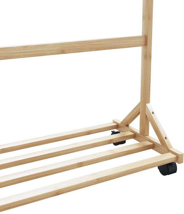 Produktbild VidaXL Kleiderständer mit Haken und Rollen 100x35x157 cm Bambus