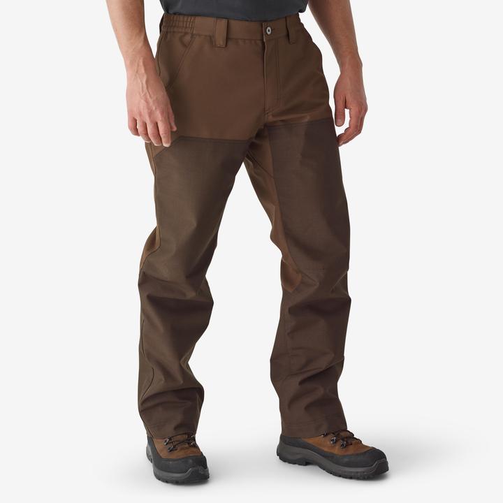 Actual product image Solognac Hunting reinforced waterproof trousers woodland 500 two-tone/brown (L)