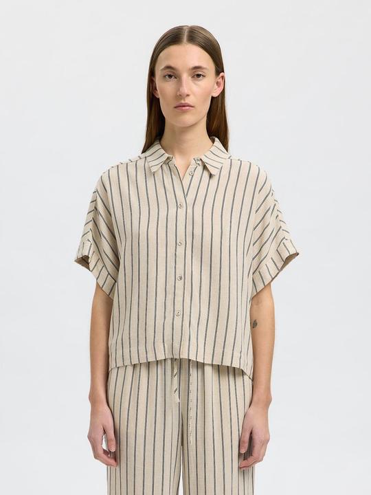 Produktbild Selected Femme Slfviva Ss Striped Cropped Shirt Noos (36)