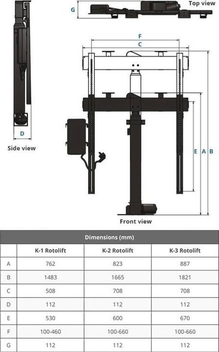 Immagine prodotto Xantron Sollevatore per mobili TV PREMIUM-K1-RotoLift-AutoLid (Universale, 50", 30 kg)