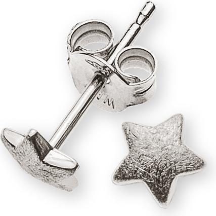 Immagine prodotto Muau Orecchini a lobo Stelle in oro bianco 750, 5 mm (Argento)