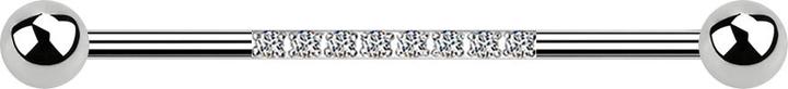 Star Piercing Barbell silber mit zwei Kugeln acht Kristalle silber (ohne Messing, Chirurgenstahl 316L)