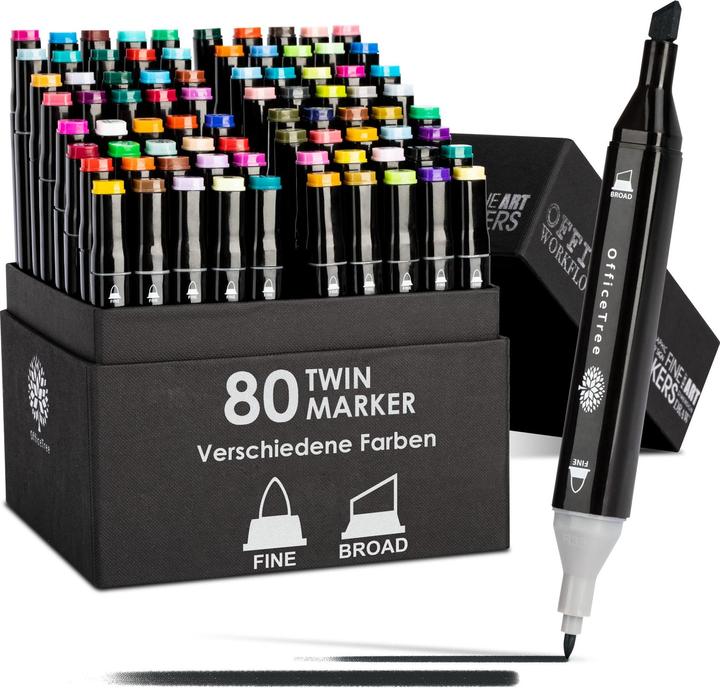 Actual product image OfficeTree Twin marker (Black, 80 x)