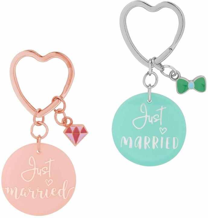 Sheepworld Schlüsselanhänger Just Married Pink/Blau, 2 Stück