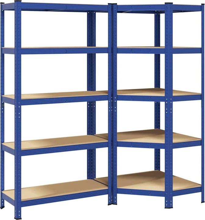 Produktbild VidaXL Regal-Set 5 Böden 2-tlg. Blau Stahl & Holzwerkstoff Garagenregal