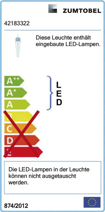 Energie-Label Zumtobel Group LED-Lichtbandleuchte TECTON C #42183322 5500-840L1500WBLDEWH TECTON Lichtleiste 90087 (5570 lm)
