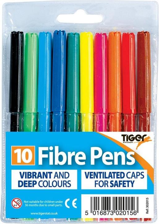 Tiger Stationery KugelschreiberSet Faser 10erPack (Bunt, 10 x)