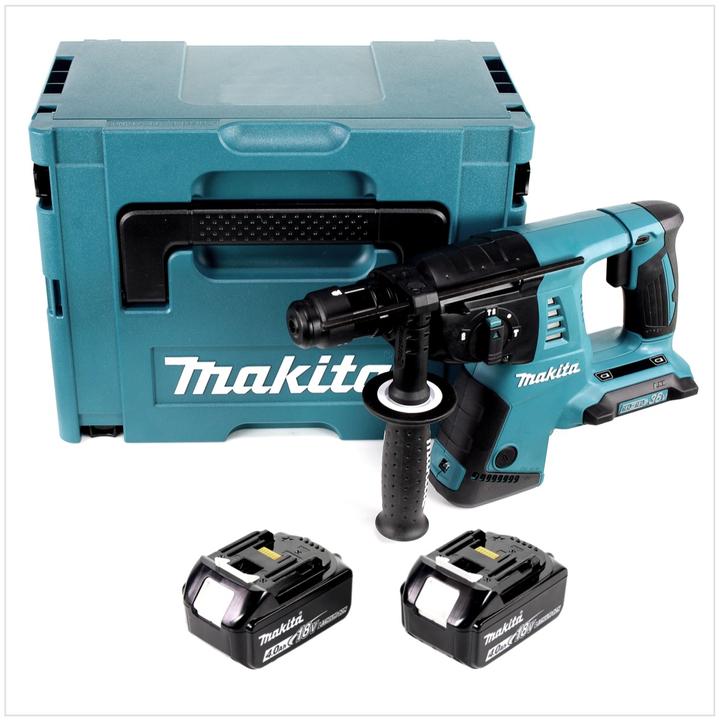 Actual product image Makita DHR 264 Cordless Rotary Hammer SDS plus 2x 18 V / 36 V + 2x Batteries BL1840 18 V 4.0 Ah + (Rechargeable battery operated)