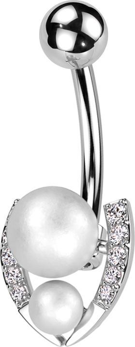 Immagine prodotto Star Piercing Banana argento con pallina argento e due palline argento cristalli argento (Ottone, Acciaio chirurgico 316L)