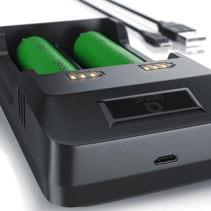 Actual product image Aplic Battery charger 2000 mA, USB battery charger with two slots for Ni-MH / Ni-Cd / Li-ion batteries (14500, 16340, 18650, 26650, C, AA, 2000 mAh, Chargers without battery)