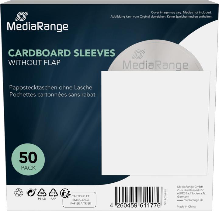 Image du produit MediaRange Pochettes en carton sans rabat ni fenêtre, blanc