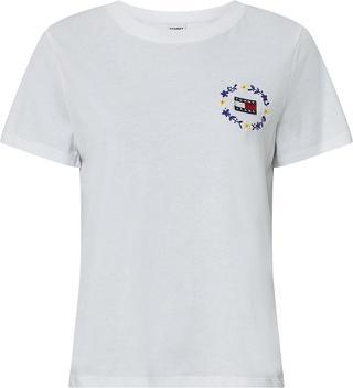 Tommy Hilfiger Tjw Reguläres Damen-T-Shirt mit Blumenabzeichen (XXS)