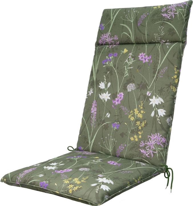 Produktbild Natura Punto 4er-Set Hochlehner-Auflage, Gartenstuhlkissen wasserabweisend, Blumenmuster grün, 120x50cm (120 x 50 cm)