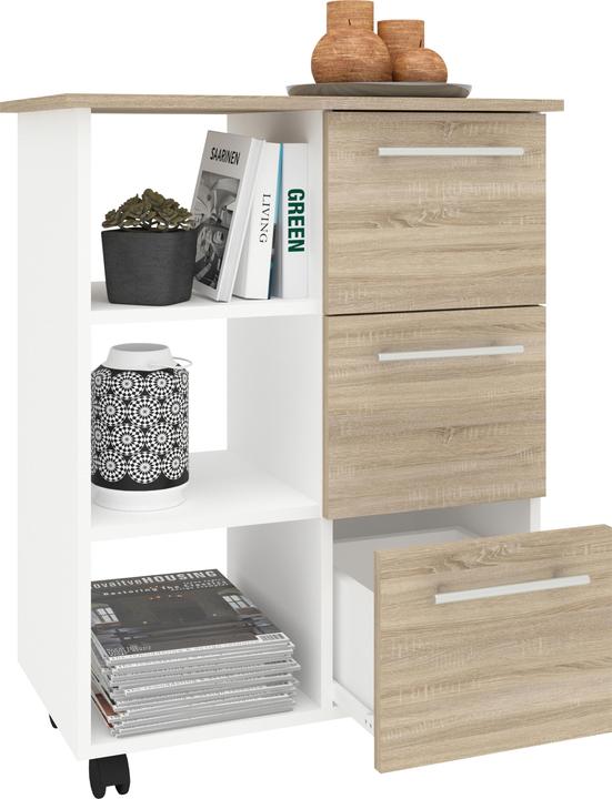 Immagine prodotto VCM Carrello da cucina in legno Carrello portavivande Scaffale Rotelle rotanti Cassetto Esilo