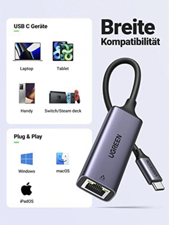 Produktbild Ugreen Gigabit Ethernet Adapter (USB-C 3.1 Gen 1, RJ45 (1x))
