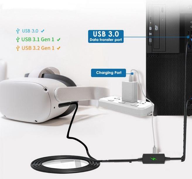 Actual product image MU Classic VR Link Kabel mit USB Typ-C Ladeanschluss Meta Quest 3/3S Series