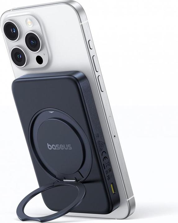 Actual product image Baseus magnetic powerbank with stand PicoGo Qi2 5000mAh 20W (5000 mAh, 20 W, 18.50 Wh)