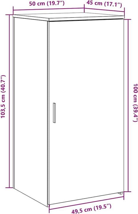 Actual product image VidaXL Storage cupboard Grey Sonoma 50x45x103.5 cm Wood-based cupboard