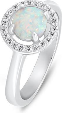 Image du produit Brilio Silver - Delicate silver ring with opal and zircons RI108W - Circuit : 57 mm (57)
