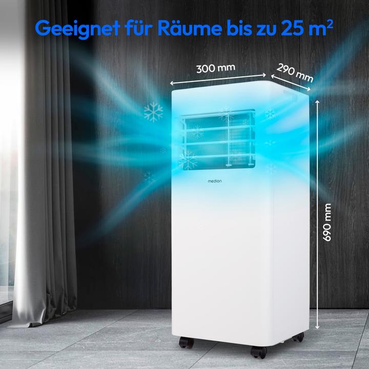 Produktbild Medion LIFE® E701 KLIMAANLAGE (MD 37730) Kühlen, Entfeuchten und Ventilieren, Kühlleistung 7.000 BTU, Kühlm (25 m², 7000 BTU/h)