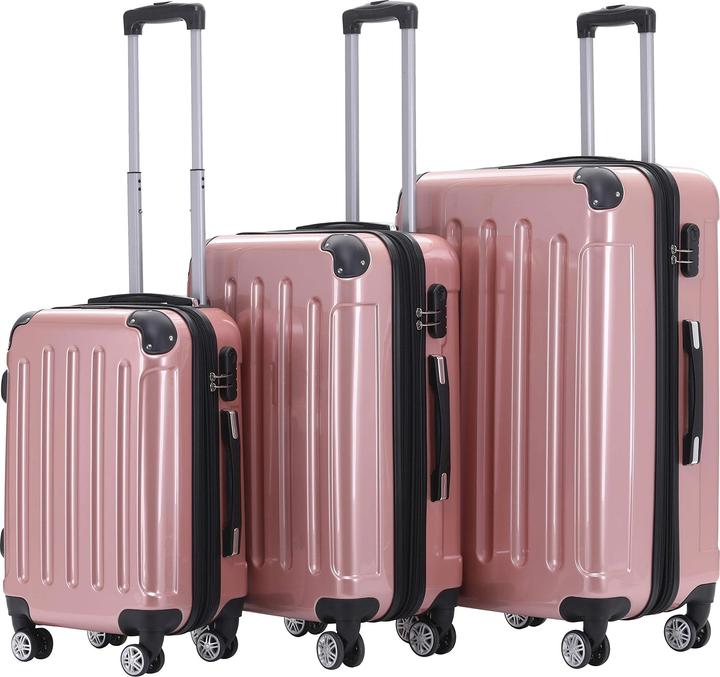 Beibye 3er Kofferset, Rosa Gold (M (50 - 90l), L (90 - 115l), XL (ab 115l))