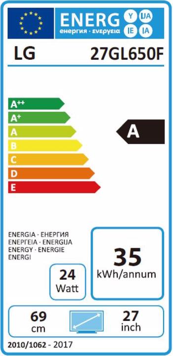 Energie-Label LG 27GL650F-B (1920 x 1080 Pixel, 27")