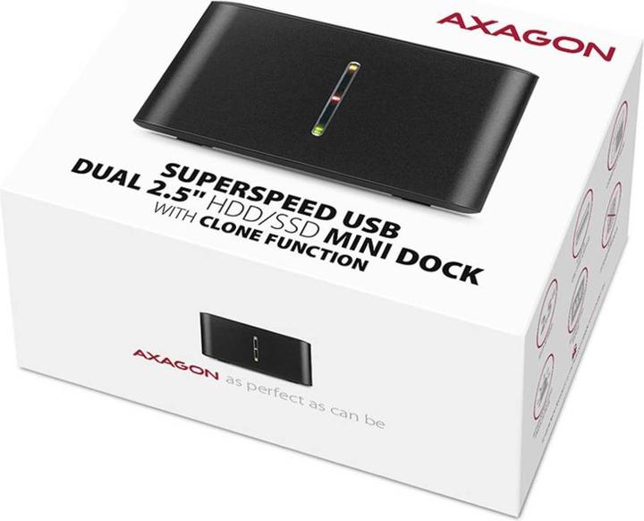 Image du produit Axagon ADSA-D25 Station d'accueil pour lecteur de stockage USB 3.2 Gen 1 (3.1 Gen 1) Type micro-B Noir (2.5")