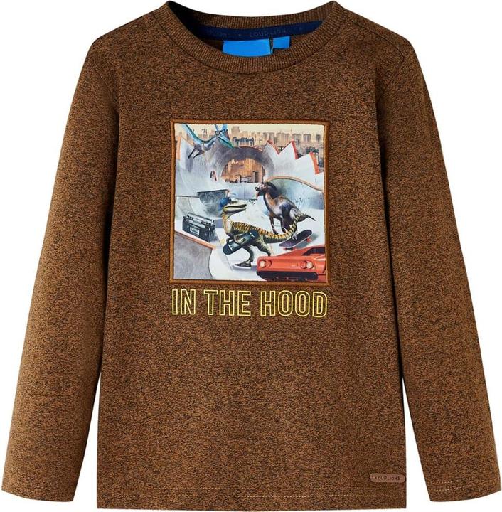 VidaXL Kinder-Langarmshirt Cognac Melange 116,Material: 50 (116)