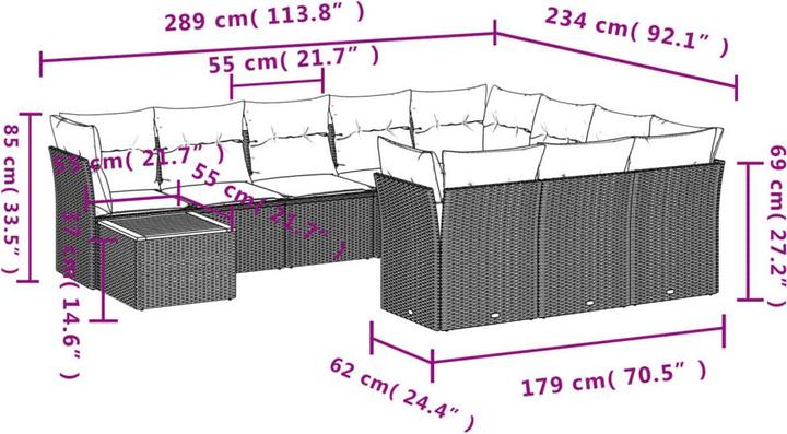 Produktbild VidaXL 10-tlg. Garten-Lounge-Set mit Kissen