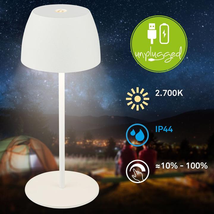 Actual product image Briloner Rechargeable LED table lamp - Mini Touch, white (150 lm)