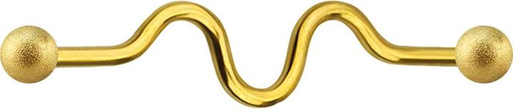 Star Piercing Barbell vergoldet zig zag mit zwei Kugeln gesprenkelt (ohne Messing, Chirurgenstahl 316L)