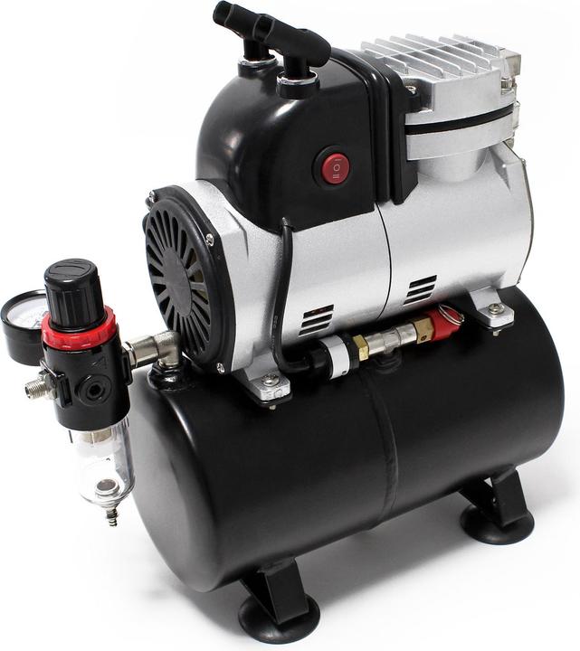 Wiltec Airbrush compressor AF189 Air tank Water separator Pressure reducer Pressure gauge