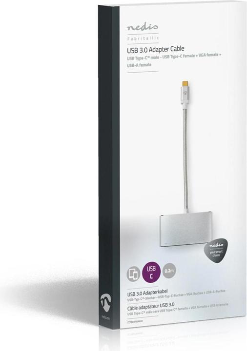 Produktbild Nedis USB Adapter USB 3.1 USB-CT Male USB-A Female/USB-CT Female/VGA Female 5 Gbps 0.20 m Round Gold (0.20 m, USB 3.1)