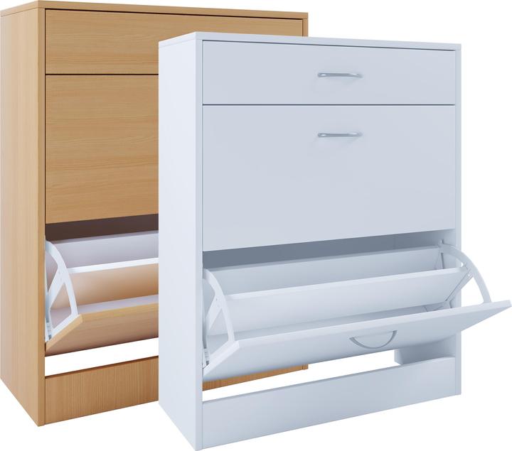 Produktbild VCM Holz Regal Kipper Schuhregal Schuhschrank Schuhkipper 2 Klappen Ablage Balia (70 x 29 x 89 cm)
