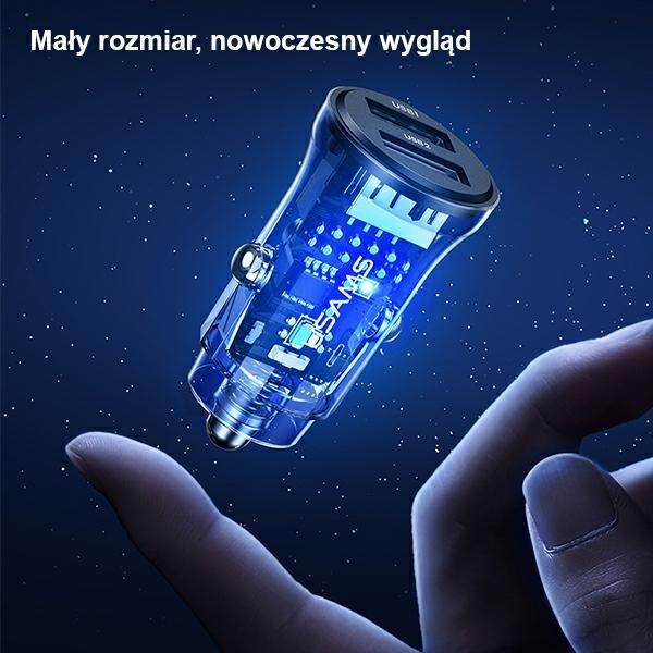 Actual product image Usams charge. sam. C31 3A 2xUSB-A Fast Charge niebieskiblue CC162CC02 US-CC162