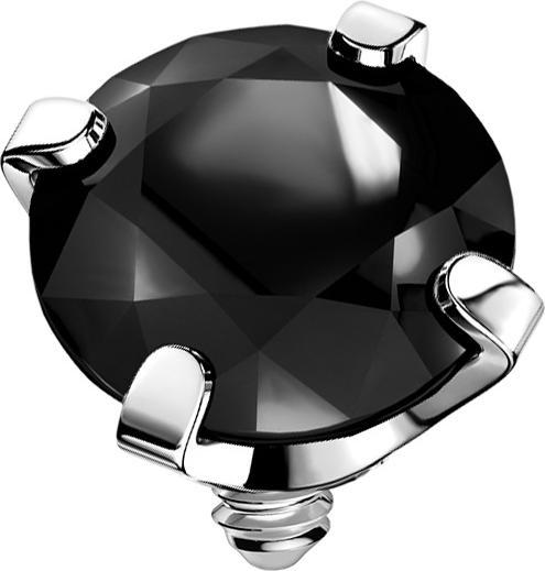 Star Piercing Dermal Anchor silber Kristall schwarz gefasst (ohne Messing, Chirurgenstahl 316L)