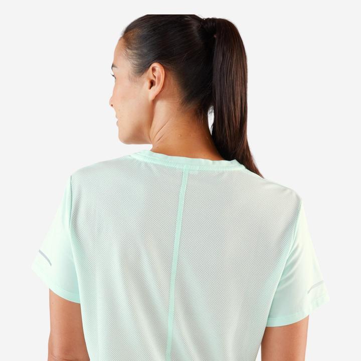 Image du produit Kiprun T-shirt running respirant femme - run 500 dry bleu vert (L)