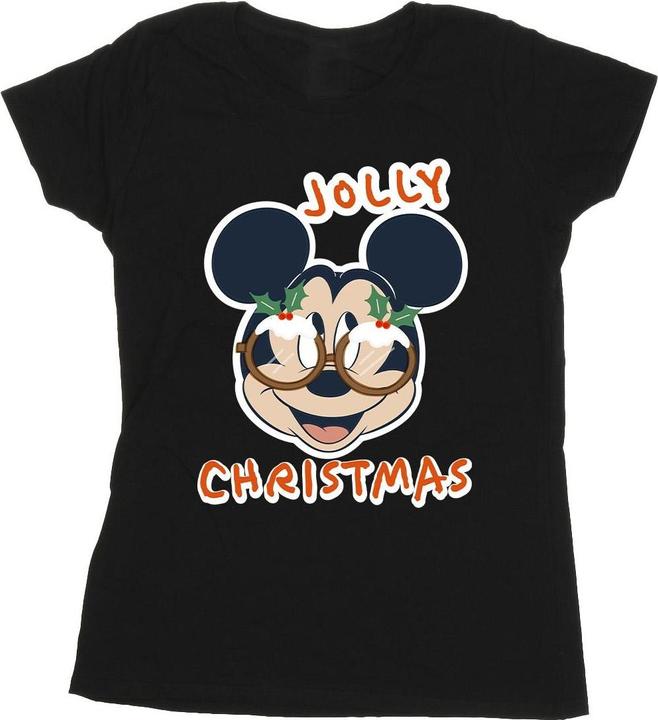 Disney Mickey Mouse Jolly Christmas Glasses TShirt (XL)