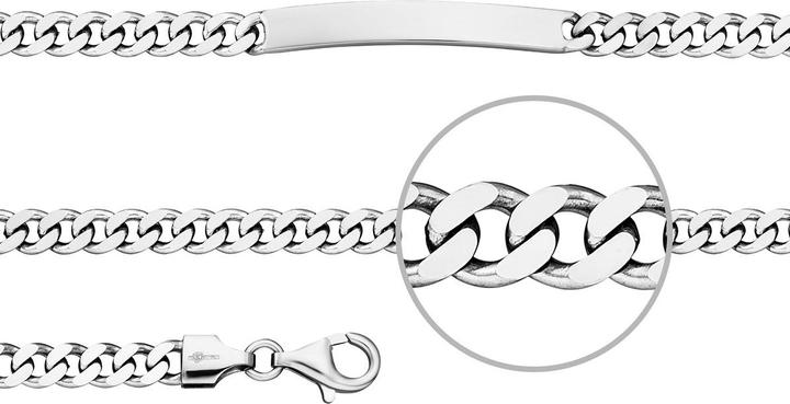Der Kettenmacher Panzer Gravurarmband Silber Diamantiert 5 mm 19 cm (19 cm, Silber)