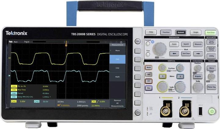 Actual product image Tektronix TBS2202B Digital oscilloscope 200MHz 2 GSa/s 8 Bit 1pc.