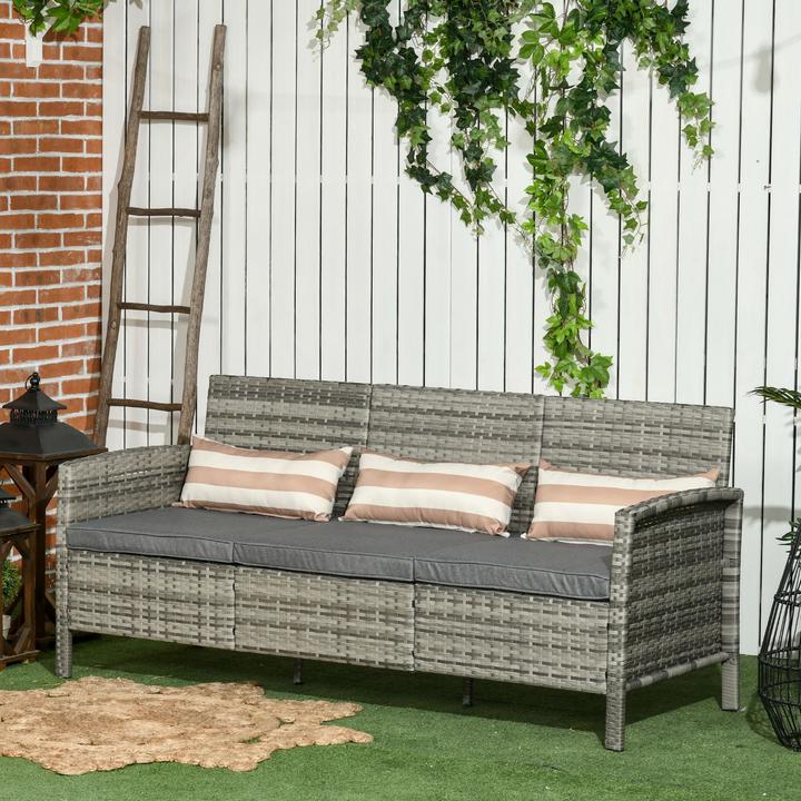 Produktbild Outsunny Rattan Loungesofa als 3-Sitzer