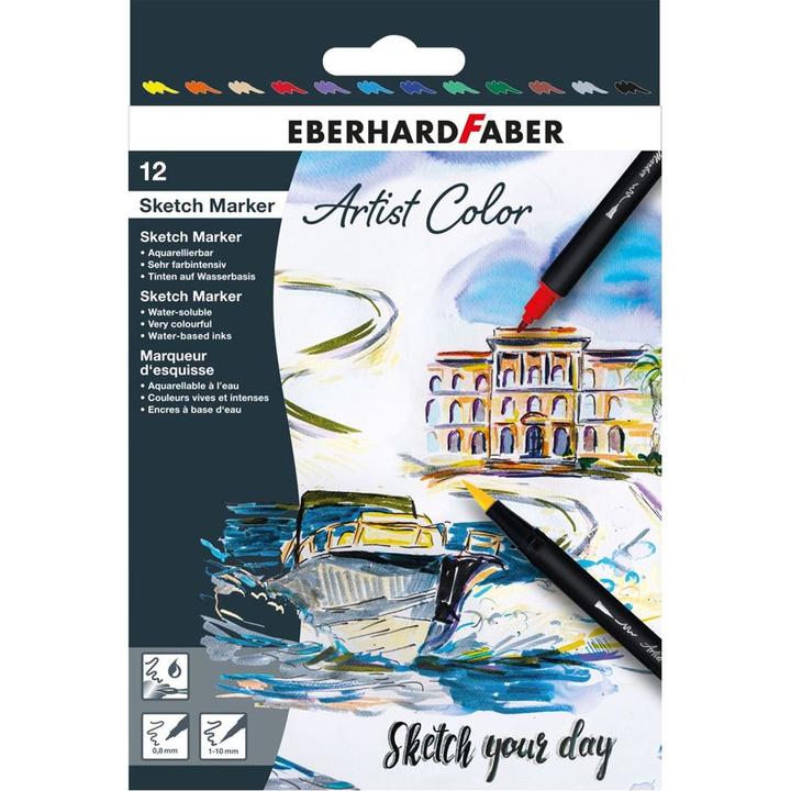 Actual product image EberhardFaber Fiber pen Sketch Marker Artist Color 12 pieces (Multicoloured, 12 x)
