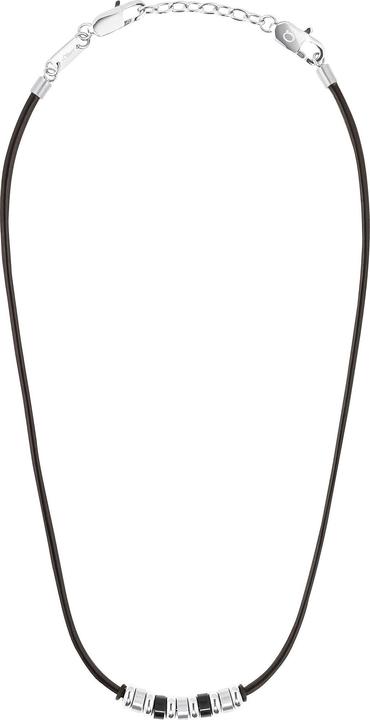 Immagine prodotto S.Oliver Collana da uomo, acciaio inossidabile, pelle (Acciaio inossidabile, Cuoio, 45 cm)