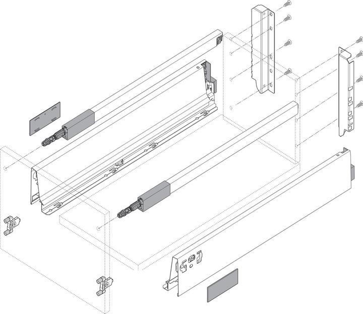 Produktbild Vasalat BLUM Schubladenschienen TANDEM-Höhe 83 m. Reling 195mm 30kg, NL350 weiss KB1400mm