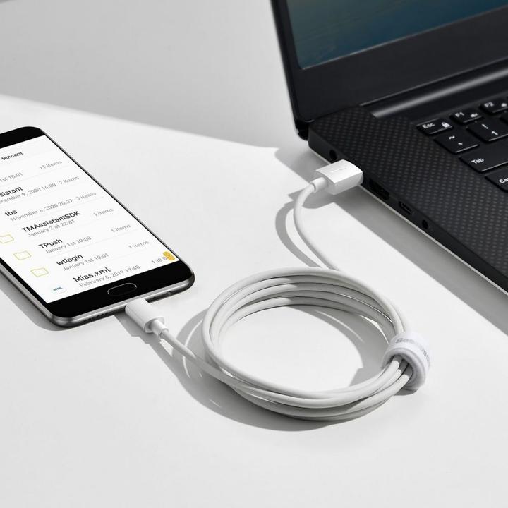 Image du produit Baseus Simple Wisdom Data Cable Kit USB to Micro 2.1A (2PCS/Set) 1.5m White (1.50 m)