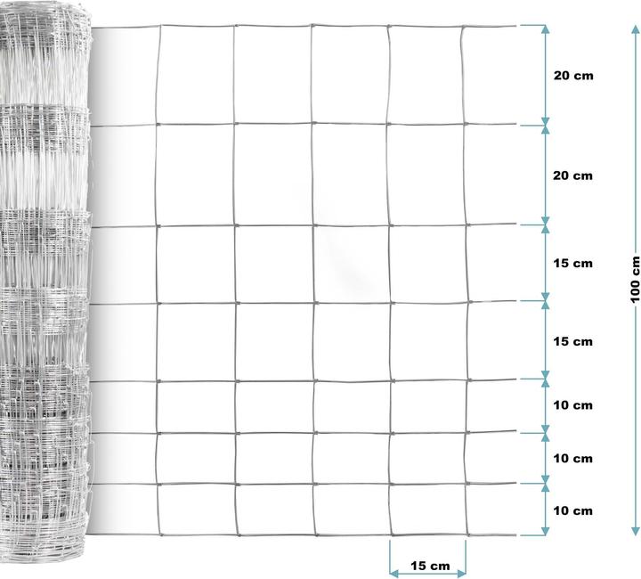 Produktbild Wiltec Wildzaun Weidezaun 50m lang 100/08/15 Drahtzaun Knotengeflecht Forstzaun (50 m)