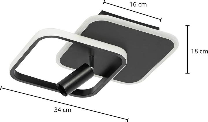Produktbild Lucande Tival LED-Deckenlampe eckig, 34cm, schwarz (1075 lm)