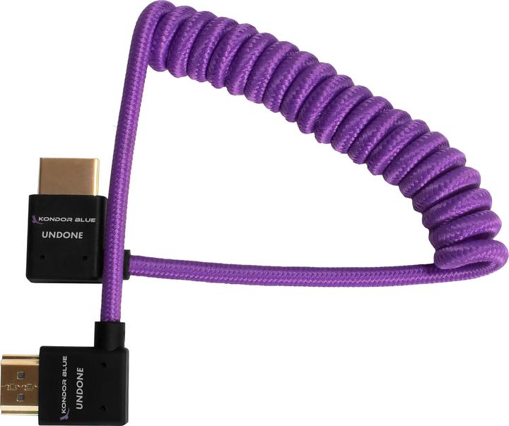 Actual product image Kondor Blue GERALD UNDONE Right Angle Full HDMI Cable 12"-24" Coiled (Purple) (0.61 m, HDMI)