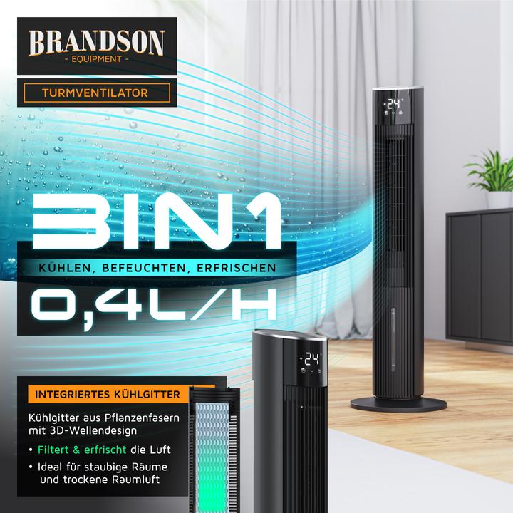 Immagine prodotto Brandson Mobiler Luftkühler mit Wasserkühlung, Klimagerät, 60W, WIFI, Verdunstungskühler, Turmventilator